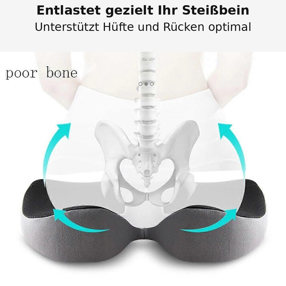 Orthopädisches Memory Foam Sitzkissen - Gegen Rückenschmerzen, Ischias & Steißbeinschmerzen - Rutschfest