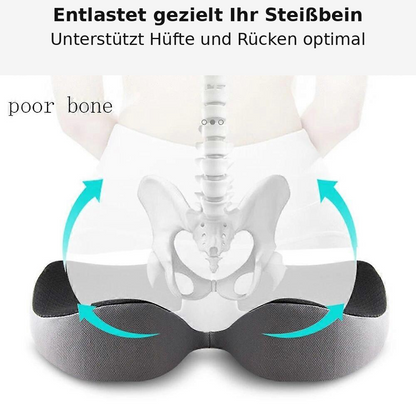 Orthopädisches Memory Foam Sitzkissen - Gegen Rückenschmerzen, Ischias & Steißbeinschmerzen - Rutschfest