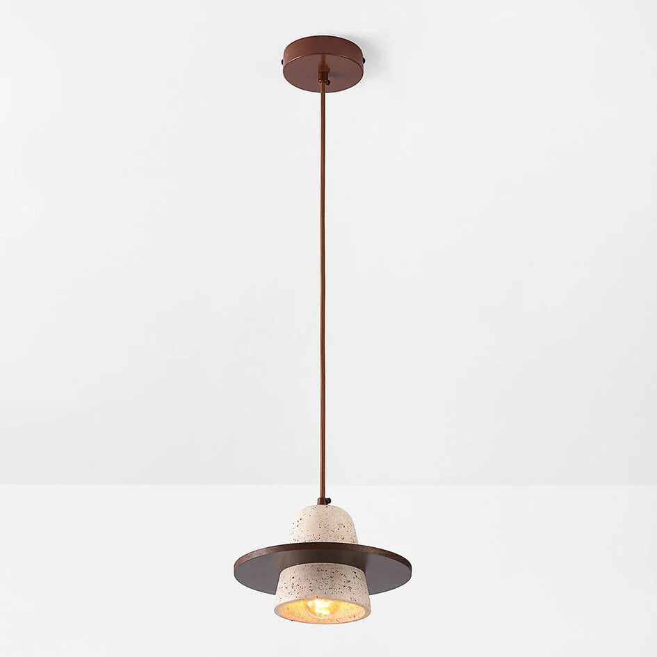 Design-Pendelleuchte Caelio | Travertin & Holz
