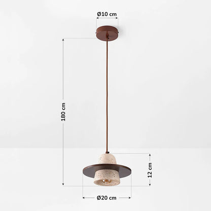 Design-Pendelleuchte Caelio | Travertin & Holz
