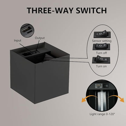 Wandleuchte mit Bewegungssensor 6000 mAh batteriebetrieben 6 W 3000 K Wandleuchte mit Schalter einstellbarer Abstrahlwinkel